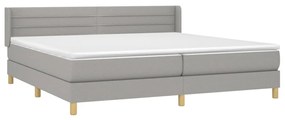 vidaXL Κρεβάτι Boxspring με Στρώμα Ανοιχτό Γκρι 200x200 εκ. Υφασμάτινο