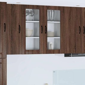 vidaXL Κρεμαστό ντουλάπι κουζίνας 2 pcs Καφέ δρυς 40 x 31 x 80 εκ.