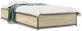 vidaXL Πλαίσιο Κρεβατιού Sonoma Δρυς 75 x 190 εκ. Επεξ. Ξύλο &amp; Μέταλλο