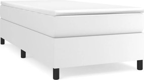 vidaXL Κρεβάτι Boxspring με Στρώμα Λευκό 100x200εκ.από Συνθετικό Δέρμα
