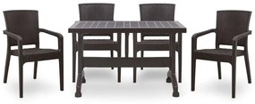 Τραπεζαρία Callan (Σετ 5Τμχ) 0226719 120x70cm Brown Four Seater