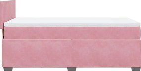 vidaXL Κρεβάτι Boxspring με Στρώμα Ροζ 90x190 εκ. Βελούδινο