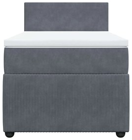 vidaXL Κρεβάτι Boxspring με Στρώμα Σκούρο Γκρι 80x200 εκ. Βελούδινο