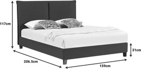 Κρεβάτι διπλό Majus pakoworld ύφασμα ανθρακί 160x200εκ
