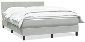 vidaXL Κρεβάτι Boxspring με Στρώμα Ανοιχτό Γκρι 160x210 εκ. Βελούδινο