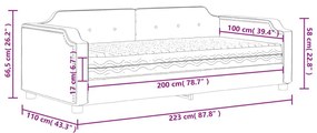 Καναπές Κρεβάτι με Στρώμα Κρεμ 100 x 200 εκ. Υφασμάτινο - Κρεμ