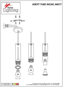 Φωτιστικό Οροφής  SE21-NM-5-NM1W ADEPT TUBE NICKEL MAT Nickel Matt Pendant+ - 51W - 100W - 77-8902