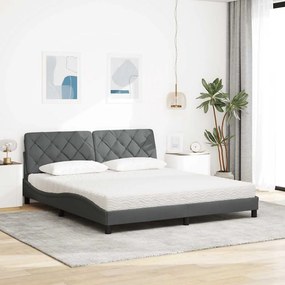 vidaXL Κρεβάτι με Στρώμα Σκούρο Γκρι 180x200 εκ Υφασμάτιν