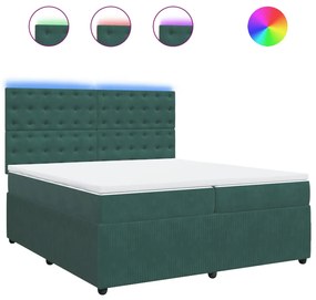 vidaXL Κρεβάτι Boxspring με Στρώμα Σκούρο Πράσινο 200x200εκ. Βελούδινο