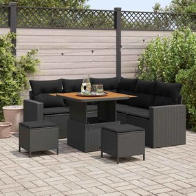 vidaXL Σετ Καναπέ Κήπου 8 pcs Μαύρο συνθετικό ρατάν