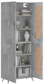 vidaXL Ντουλάπι Γκρι Σκυροδέματος 69,5x34x180 εκ. Επεξεργασμένο Ξύλο