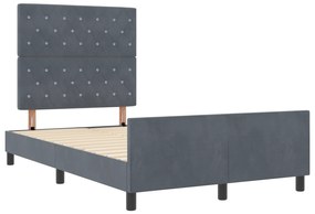 vidaXL Σκελετός κρεβατιού Σκούρο Γκρι 120x200 εκ. Βελούδο