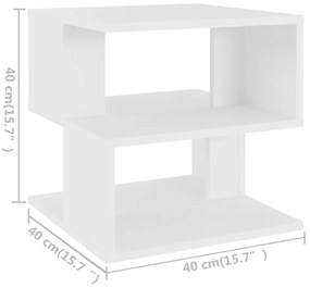 vidaXL Τραπέζι Βοηθητικό Λευκό 40 x 40 x 40 εκ. από Επεξ. Ξύλο