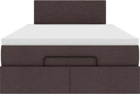 vidaXL Ottoman Κρεβάτι με Στρώμα Σκούρο Καφέ 120x200cm Ύφασμα