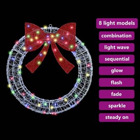 vidaXL Στεφάνι με 60 LED Πολύχρωμο 76 x 76 x 8,5 εκ Ακρυλικό