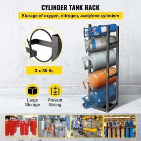 VEVOR Refrigerant Tank Rack Cylinder Tank Rack with 3-30lb and 3 Small Bottles