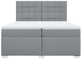 vidaXL Κρεβάτι Boxspring με Στρώμα Ανοιχτό Γκρι 200x200 εκ. Υφασμάτινο