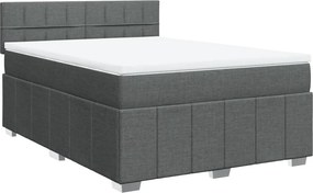 vidaXL Κρεβάτι Boxspring με Στρώμα Σκούρο Γκρι 160x200 εκ Υφασμάτινο