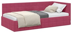 vidaXL Κρεβάτι Γωνίας με κεφαλάρι Μπορντό 90 x 200 cm Βελούδο
