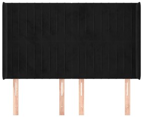 vidaXL Κεφαλάρι με Πτερύγια Μαύρο 147x16x118/128 εκ. Βελούδινο