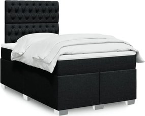 vidaXL Κρεβάτι Boxspring με Στρώμα Μαύρο 120x200 εκ. Υφασμάτινο