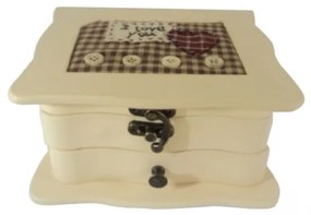 Κοσμηματοθήκη 16x13x8cm Ξύλινη με Ύφασμα, Θήκες για Κοσμήματα, Καθρέφτη, Συρτάρι με Κουρδιστό για Μουσική Etoile AM-483Β