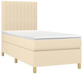 Κρεβάτι Boxspring με Στρώμα Κρεμ 90x200 εκ.Υφασμάτινο - Κρεμ