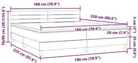 Box Spring Κρεβάτι με στρώμα Σκούρο γκρι 180x220 εκ. Βελούδινο - Γκρι