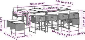 vidaXL Σετ Τραπεζαρίας Κήπου 13τεμ. Μαύρο από Συνθ. Ρατάν με Μαξιλάρια