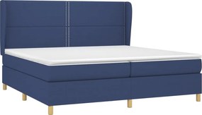 vidaXL Κρεβάτι Boxspring με Στρώμα Μπλε 200x200 εκ. Υφασμάτινο
