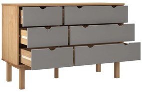 vidaXL Συρταριέρα OTTA Καφέ &amp; Γκρι 111x43x73,5 εκ. Μασίφ Ξύλο Πεύκου