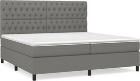 vidaXL Κρεβάτι Boxspring με Στρώμα Σκούρο Γκρι 200x200 εκ. Υφασμάτινο