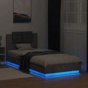 Πλαίσιο Κρεβατιού με Κεφαλάρι και LED 90 x 200 εκ. - Γκρι