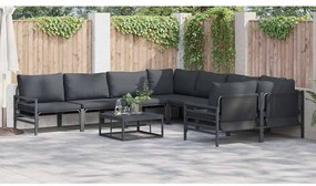 vidaXL Σετ Καναπέ Κήπου με μαξιλάρι Ανθρακί Ατσάλι