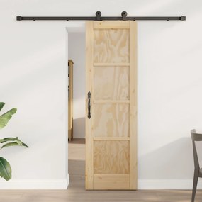 vidaXL Συρόμενη Πόρτα Φυσικό και Μαύρο 61 x 198,5 εκ.