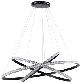 Φωτιστικό Οροφής Diamond Trio 61140-Deco Led 150W Φ60+80+100cm Black GloboStar Αλουμίνιο