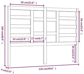 vidaXL Κεφαλάρι Κρεβατιού Μαύρο 126x4x104 εκ. Μασίφ Ξύλο Πεύκου