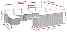 vidaXL Σαλόνι Κήπου Σετ 11 τεμ. Μπεζ Συνθετικό Ρατάν με Μαξιλάρια