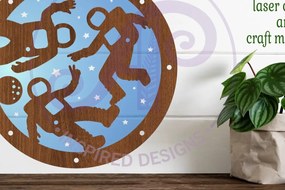 Σετ των 3 Intra απο ξύλο plywood 3mm-4mm πάχος Astronaut Two Layer Wall Art Sign, Δίασταση 10x10 cm INTRAFABR-85872540