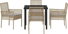 vidaXL Σέτ φαγητού για κήπο 5 pcs Μπεζ συνθετικό ρατάν
