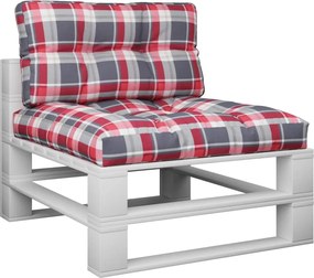 vidaXL Μαξιλάρια Παλέτας 2 τεμ. Γκρι Καρό Υφασμάτινα