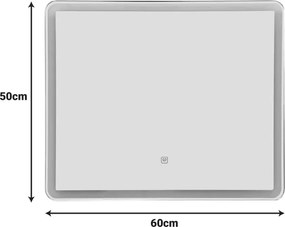 Καθρέπτης Led Quadrou pakoworld pp-αλουμίνιο 60x3x50εκ