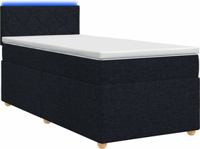 vidaXL Κρεβάτι box spring με στρώμα Μαύρο 90 x 200 cm Ύφασμα