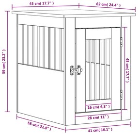 Κλουβί Σκύλου Μαύρο 45x62x59 εκ. από Επεξεργασμένο ξύλο - Μαύρο