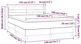 Κρεβάτι Boxspring με Στρώμα Ανοιχτό Γκρι 140x190 εκ. Βελούδινο - Γκρι