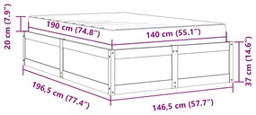 Κρεβάτι με Στρώμα 140x190 εκ Μασίφ Ξύλο Πεύκου - Καφέ