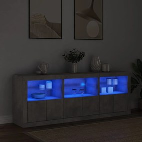 vidaXL Ντουλάπι με LED Γκρι Σκυροδέματος 181,5x37x67 εκ.