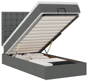 vidaXL Οθωμανικό κρεβάτι με στρώμα Σκούρο γκρι 80x200cm ύφασμα