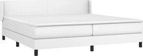 vidaXL Κρεβάτι Boxspring με Στρώμα Λευκό 200x200 εκ. Συνθετικό Δέρμα