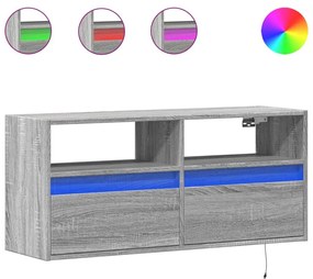 Έπιπλο Τοίχου Τηλεόρασης με LED Γκρι Sonoma 100x31x45 εκ. - Γκρι